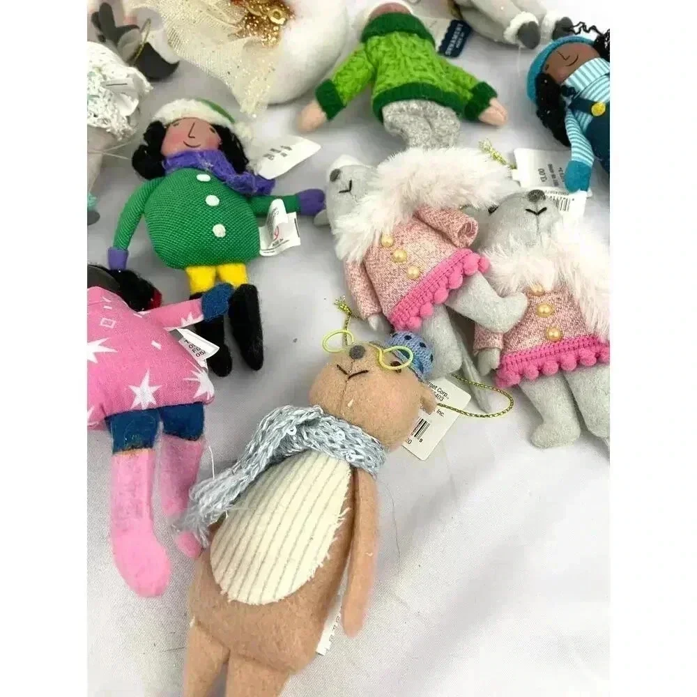 Lot of 27 Plush‎ Dressed Animals Christmas Fabric Ornaments Train Llama Bear